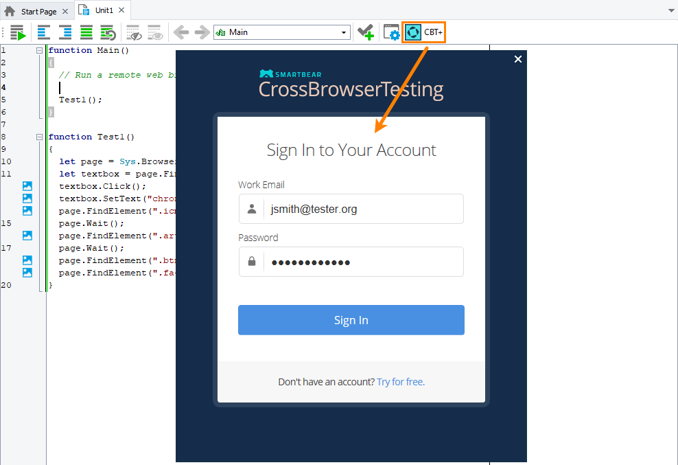 Connecting to existing CrossBrowserTesting.com account Connecting to existing CrossBrowserTesting.com account