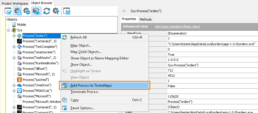 Testing Electron applications in TestComplete: Add an Electron application in the Tested Applications collection from the Object Browser Testing Electron applications in TestComplete: Add an Electron application in the Tested Applications collection from the Object Browser