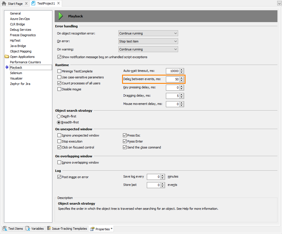 Playback options: Dragging delay Playback options: Dragging delay