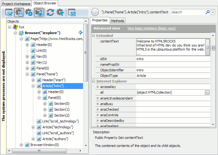 HTML5 elements in the TestComplete Object Browser: Article, Section, Nav, Header and others HTML5 elements in the TestComplete Object Browser: Article, Section, Nav, Header and others