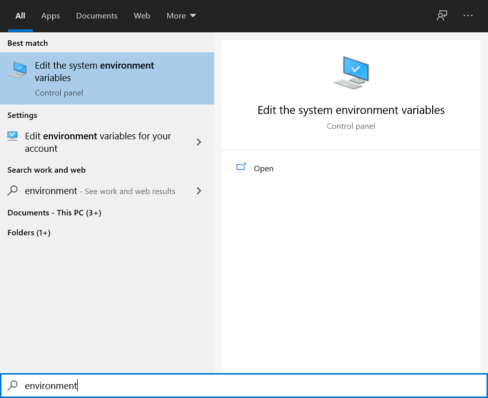 Search for environment Search for environment