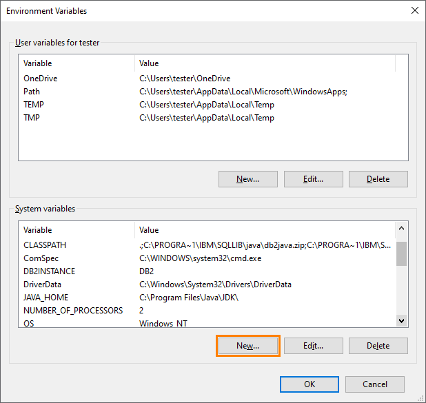 New variable button New variable button