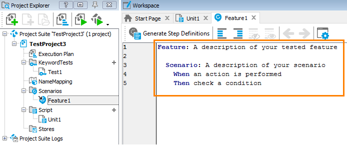 Generating step definitions Generate step definitions