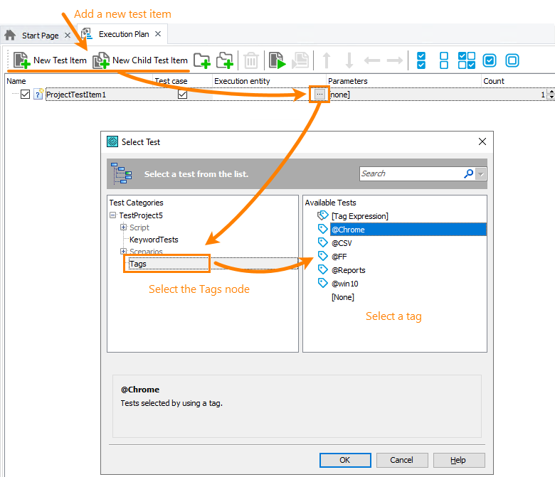 Run by tag from the Execution Plan editor Run by tag from the Execution Plan editor