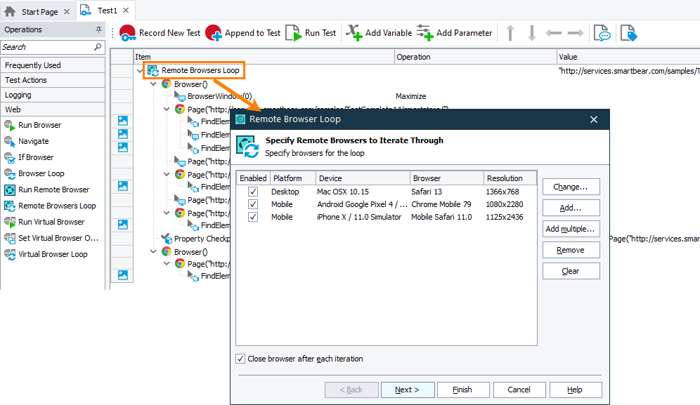 Remote Browser Loop operation Remote Browser Loop operation
