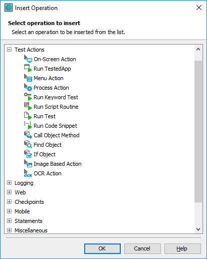Insert Operation Dialog Insert Operation Dialog