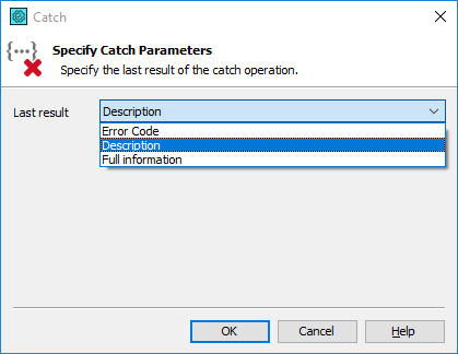 Specifying the Catch parameters Specifying the Catch parameters