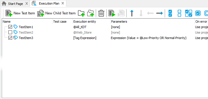 Run under tags Run keyword tests under specified tags