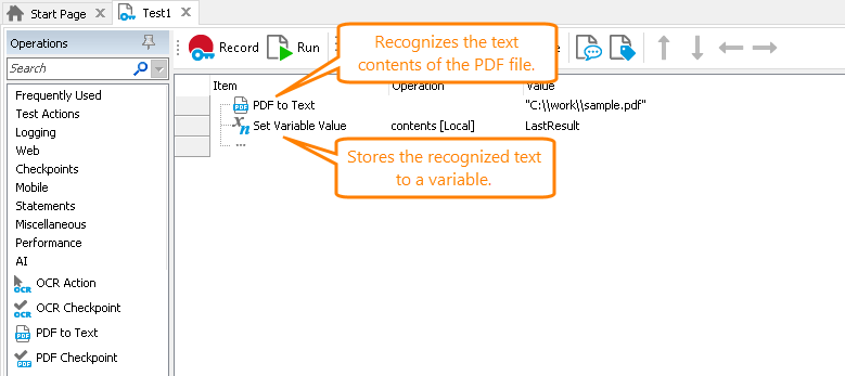 Getting text of a PDF file in a keyword test Getting text of a PDF file in a keyword test in TestComplete