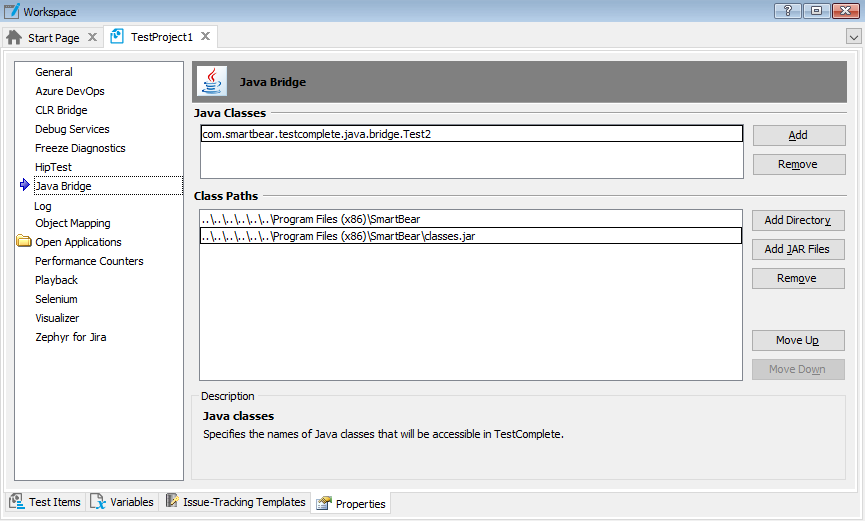 Specifying Java classes Specifying Java classes