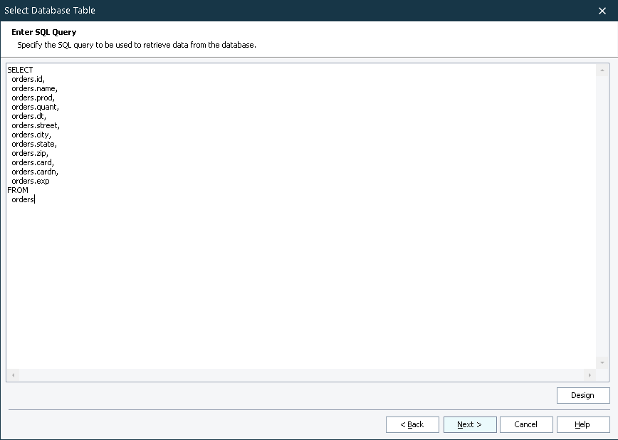 SQL query page SQL query page