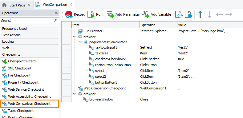 Web Comparison Checkpoint: Adding Web Comparison Checkpoints to Keyword Tests Web Comparison Checkpoint: Adding Web Сomparison Checkpoints to Keyword Tests