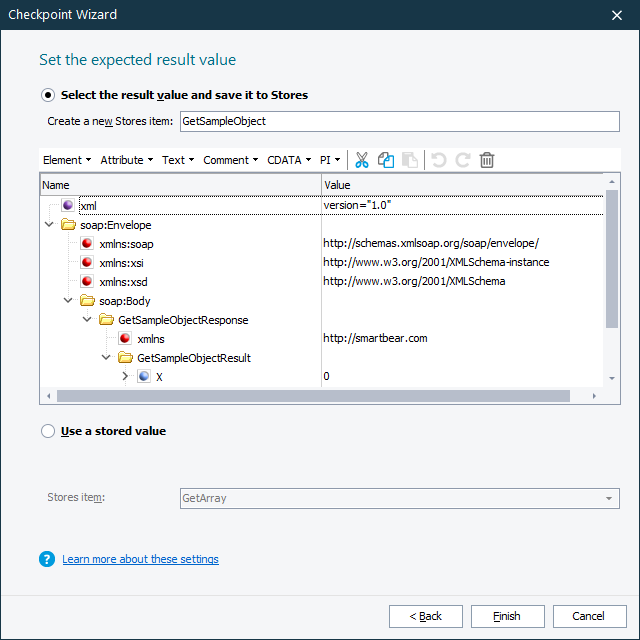 Web Service Checkpoint: Specifying Baseline Data Web Service Checkpoint: Specifying baseline data