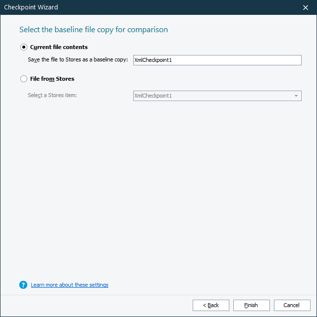 XML Checkpoint: Specifying Baseline Data XML Checkpoints: Specifying baseline data