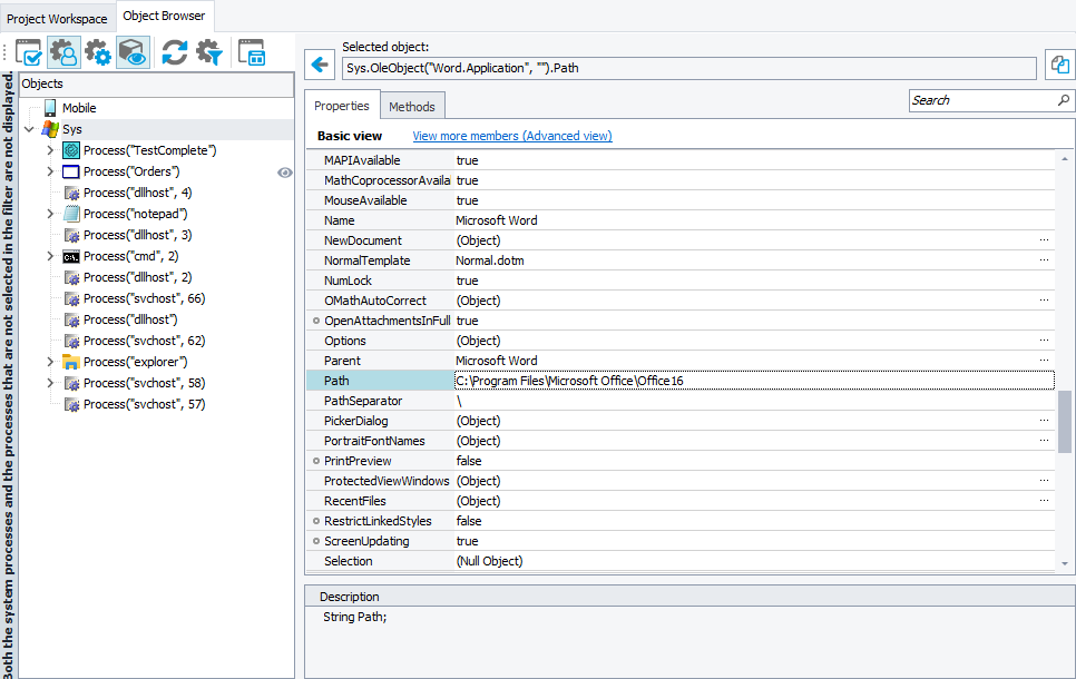 Properties of Microsoft Word's COM object Properties of Microsoft Word's COM object