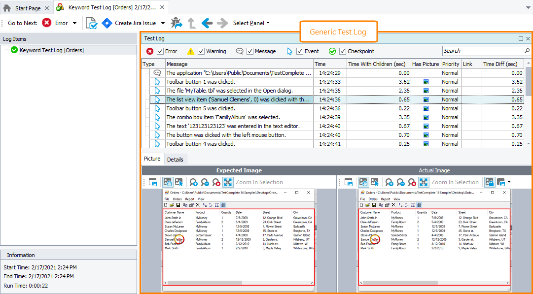 The Generic Test Log The Generic Test Log