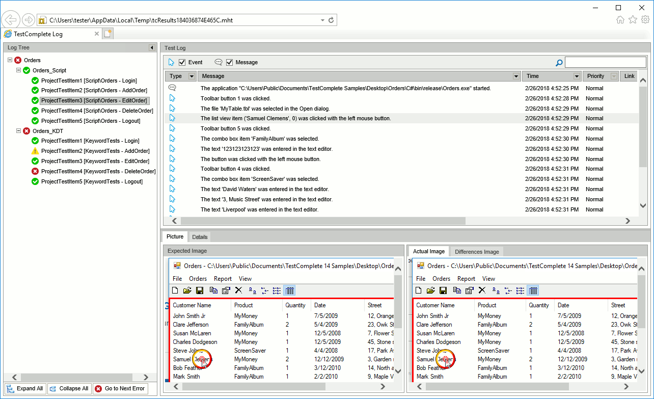 Previewing test results in Internet Explorer Previewing test results in Internet Explorer