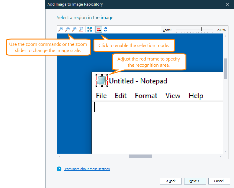 Image-Based Testing Tutorial: Specifying the Recognition Area Image-Based Testing Tutorial: Specifying recognition area