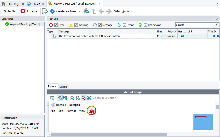 Test log OCR Tutorial: Test log