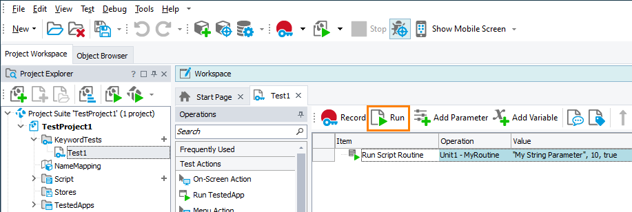 Run the parameterized test Run the parameterized test