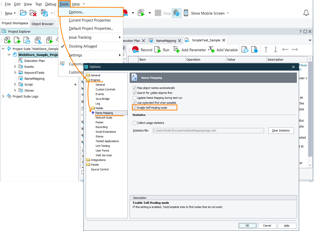 Enable the self-healing mode Enable the self-healing mode