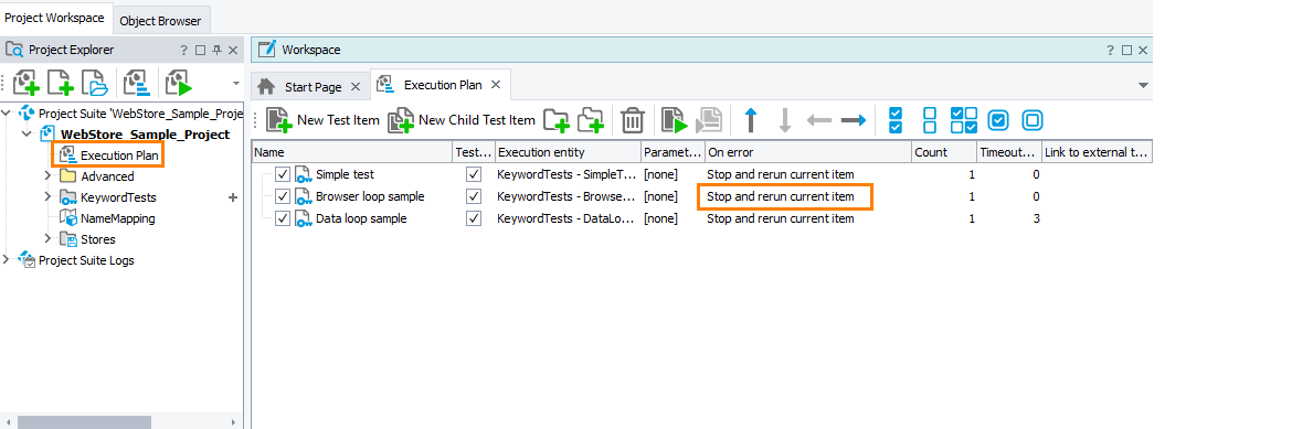 Set the On error property to Stop and rerun current item Set the On error property to Stop and rerun current item