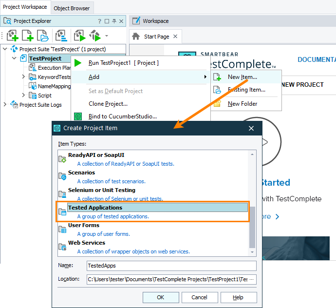 Add the Tested Apps collection to your project Add the Tested Apps collection to your project