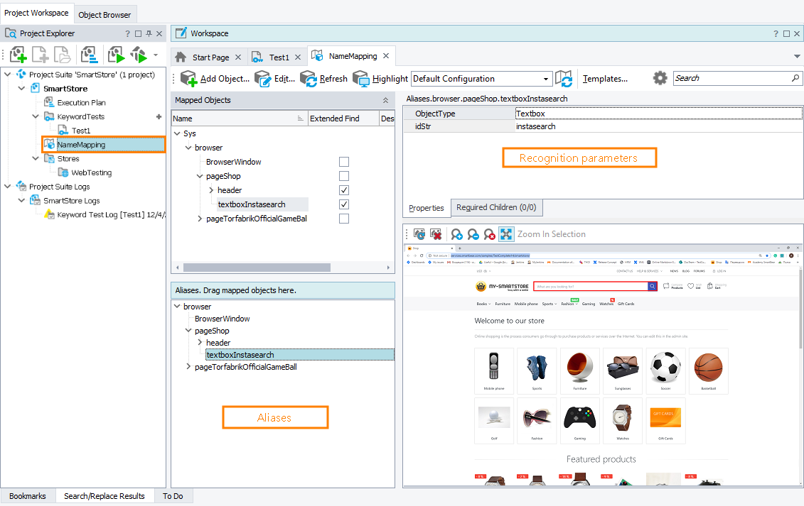 Name Mapping Getting Started with TestComplete (Web): Name Mapping