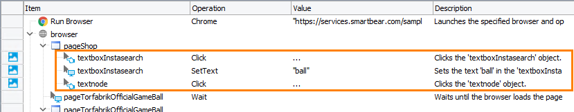 The Search box operations Getting Started with TestComplete (Web): The Search box operations