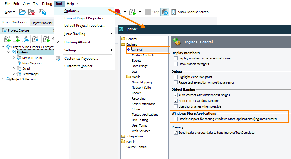 Disabling support for Windows Store applications in TestComplete Disabling support for Windows Store applications in TestComplete