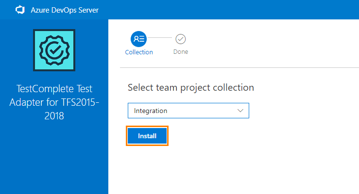 Installing the extension TestComplete integration with Azure DevOps: Installing the extension