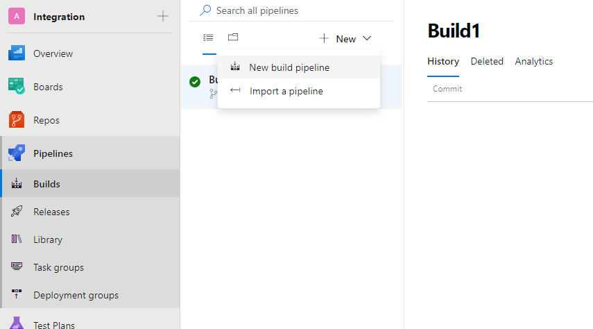 Creating a new build pipeline TestComplete integration with Azure DevOps: Creating a new build pipeline