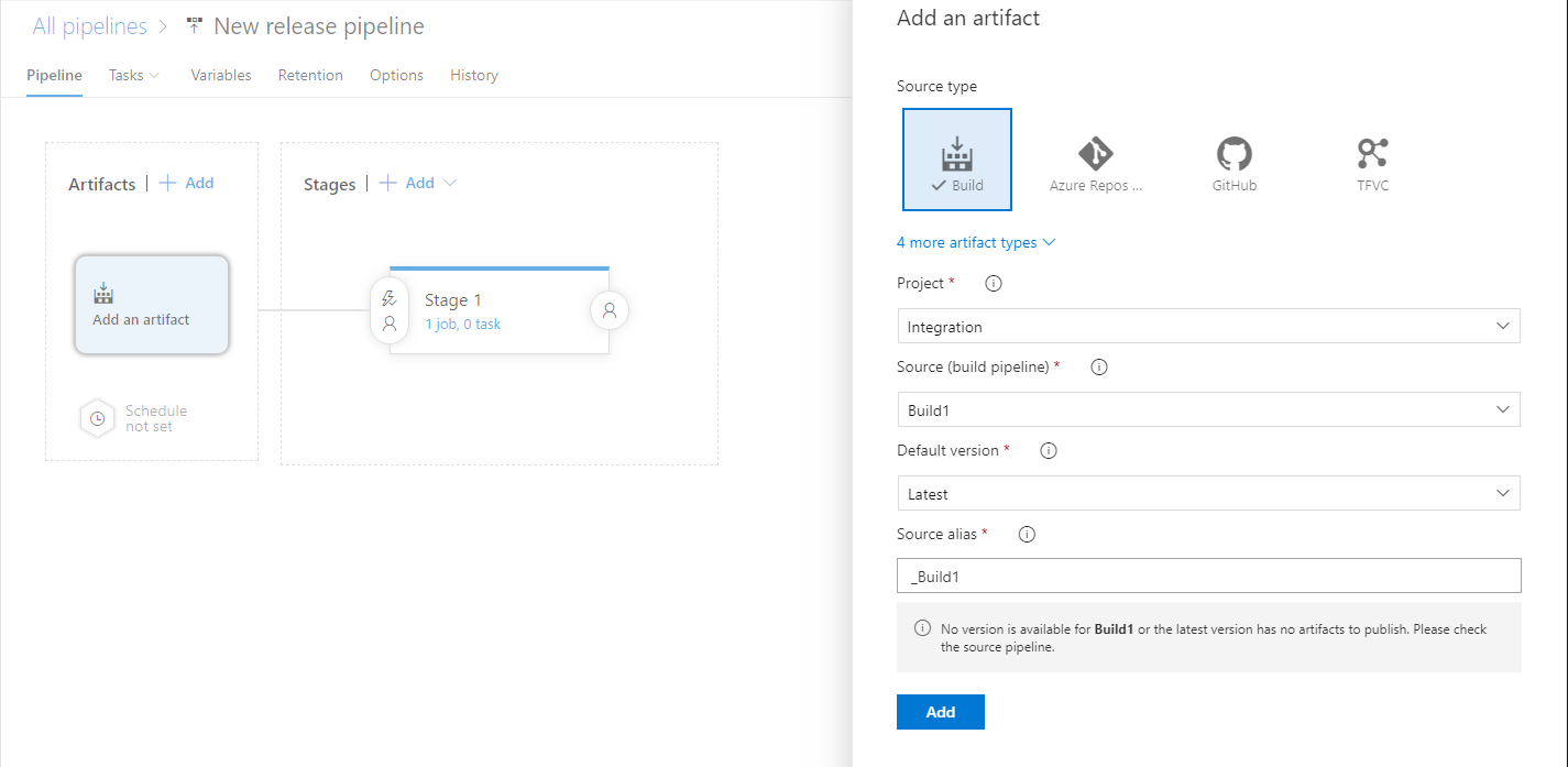 TestComplete integration with Azure DevOps: Selecting artifacts TestComplete integration with Azure DevOps: Select artifacts