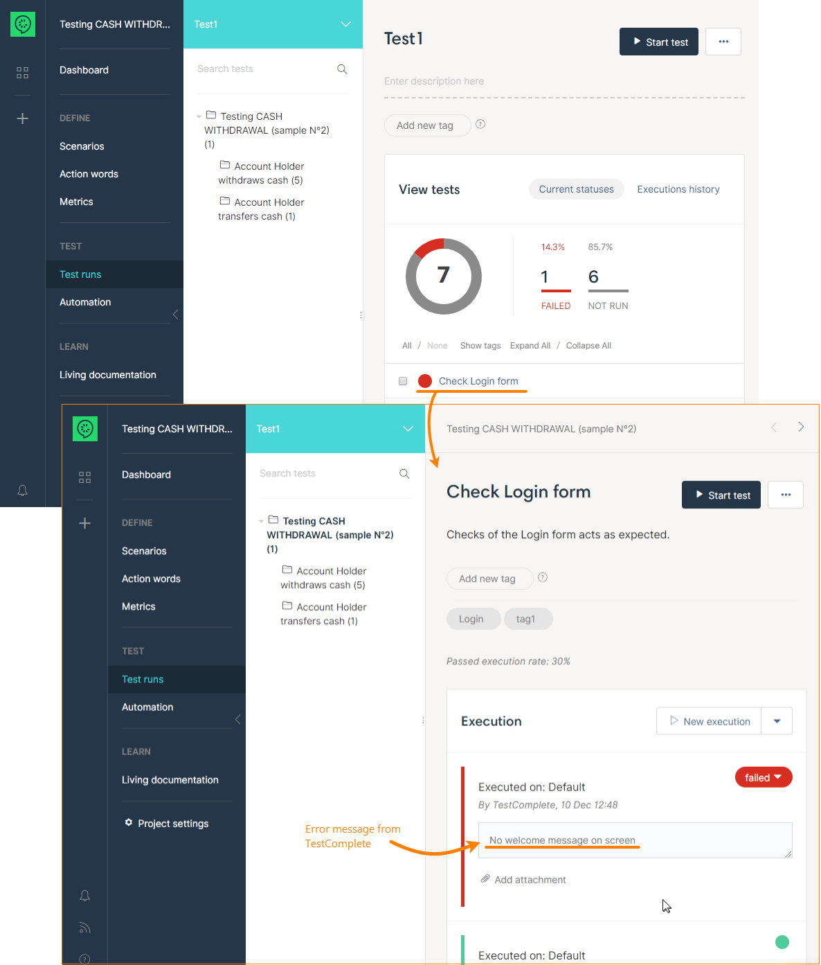 Test results in CucumberStudio Test results in CucumberStudio