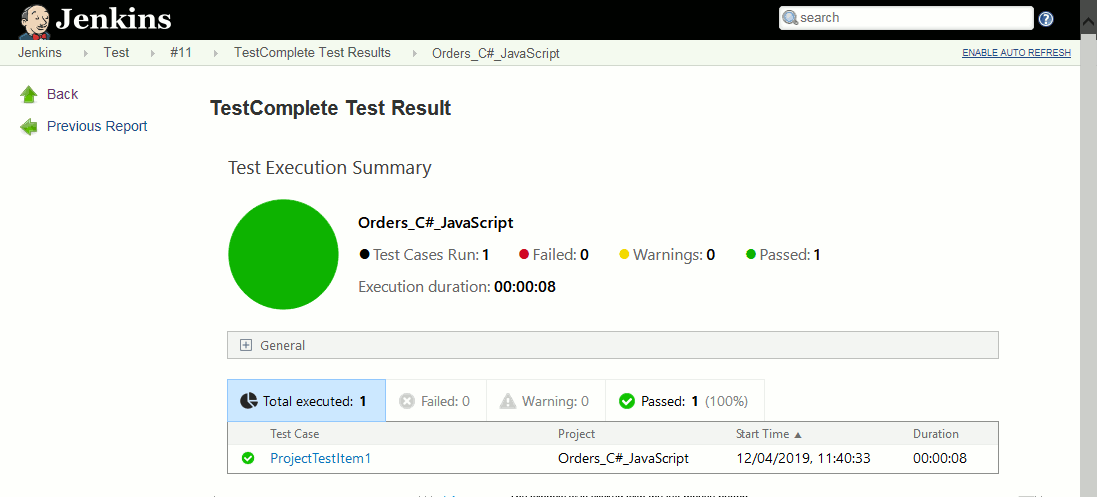 TestComplete Jenkins plugin: TestComplete Test Result report TestComplete Jenkins plugin: TestComplete Test Result report