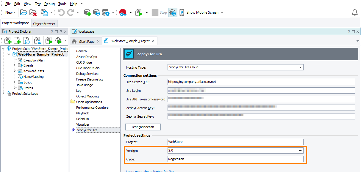Setting the target Jira project release and test cycle in TestComplete Setting the target Jira project release and test cycle in TestComplete