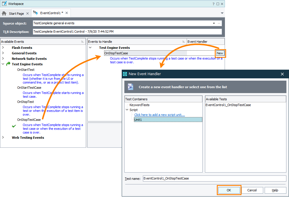 Adding the Event control Adding the Event control