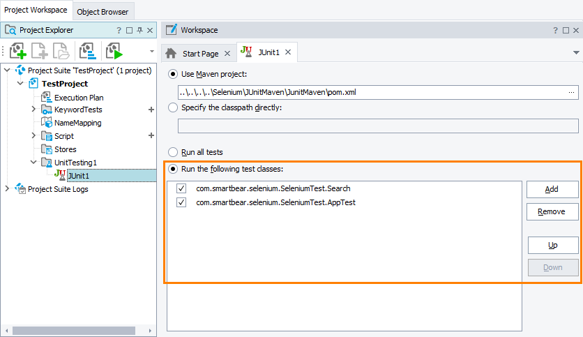 Selenium test classes to run Selenium test classes to run