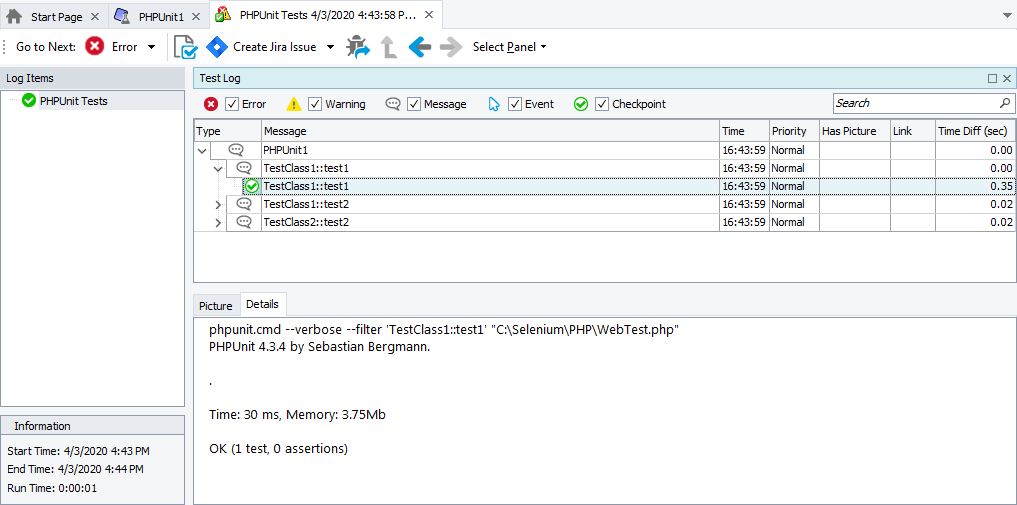 PHPUnit Selenium Test Results PHPUnit Selenium test results
