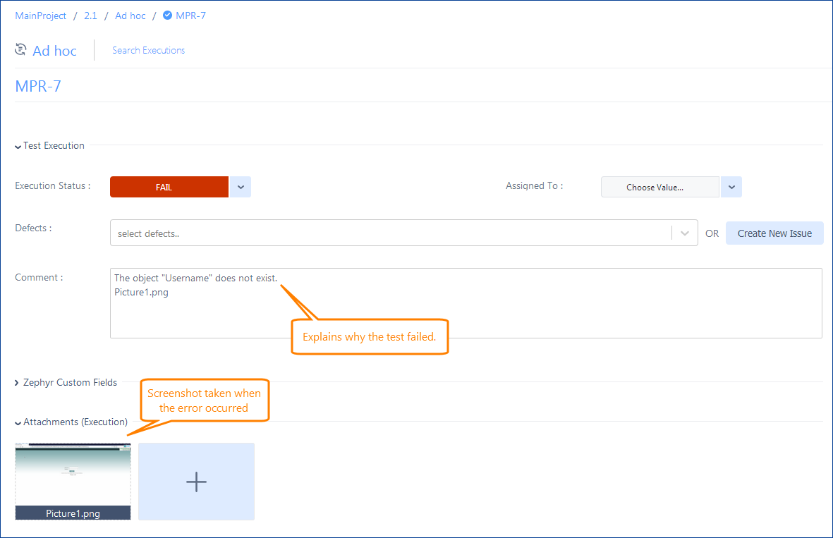 An error message posted from TestComplete to a test execution Error message posted from TestComplete to test execution