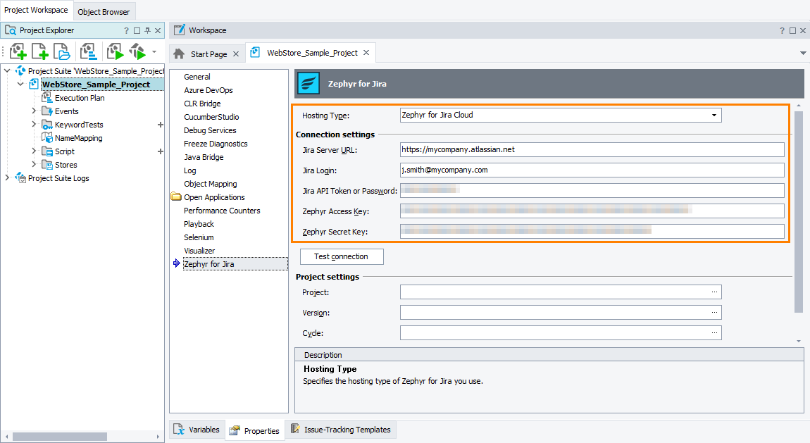 Setting connection settings Set connection settings