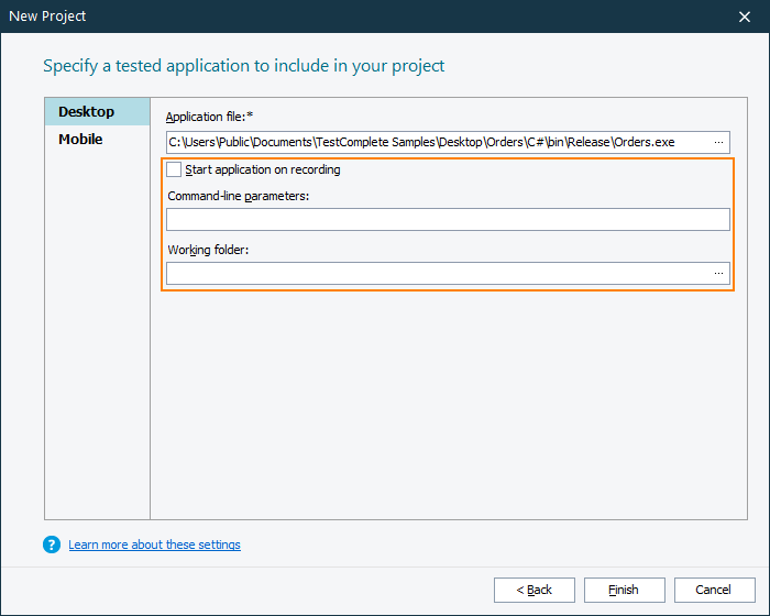 Additional parameters Additional parameters