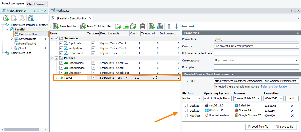 Running cross-platform web tests in parallel via the Execution Plan editor Running cross-platform web tests in parallel via the Execution Plan editor
