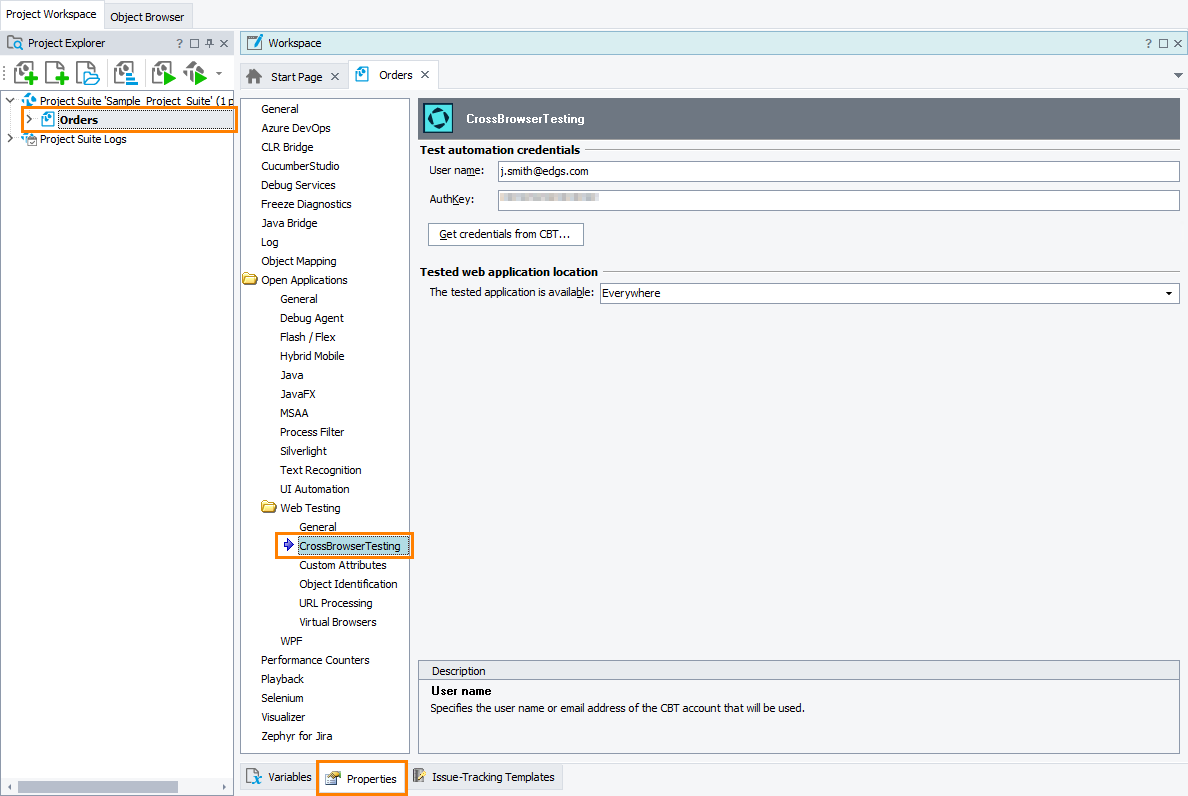 TestComplete Project Properties - CrossBrowserTesting TestComplete Project Properties - CrossBrowserTesting