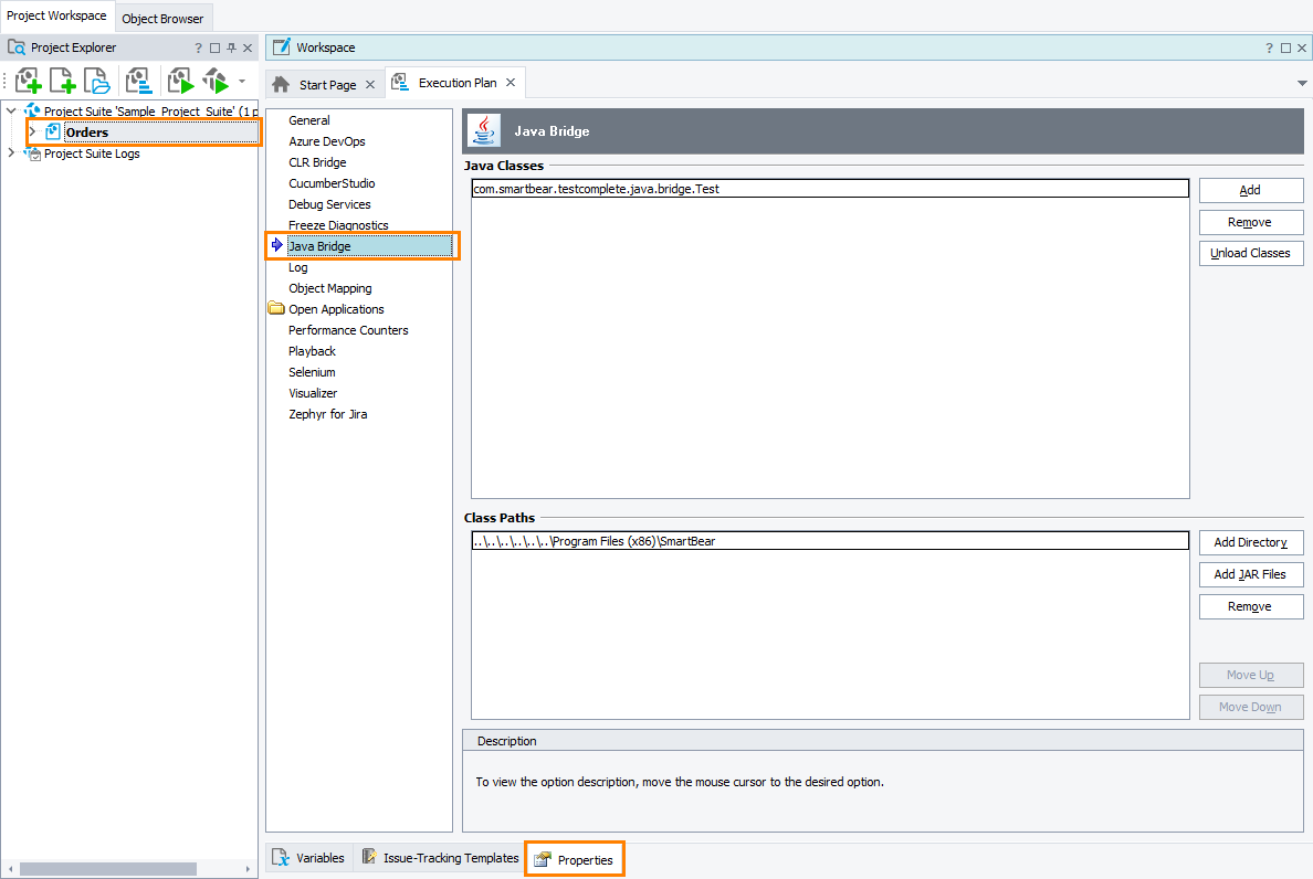 TestComplete Project Properties - Java Bridge TestComplete Project Properties - Java Bridge