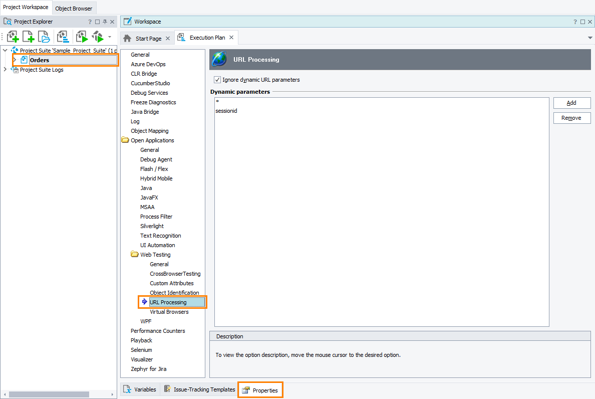 TestComplete Project Properties - URL Processing TestComplete Project Properties - URL Processing