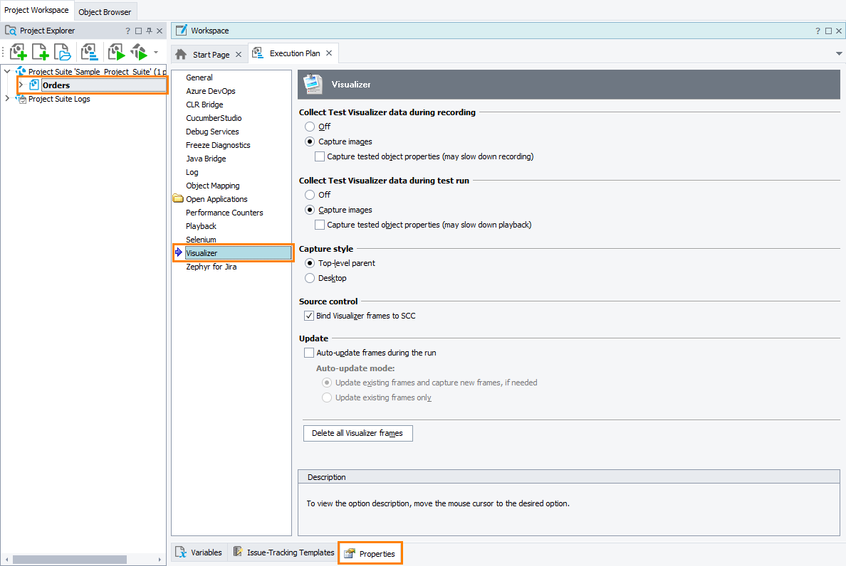 TestComplete Project Properties - Visualizer TestComplete Project Properties - Visualizer