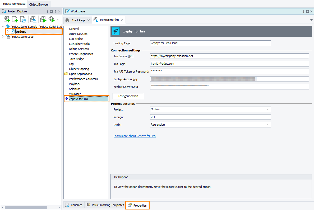 TestComplete Project Properties - Zephyr for Jira TestComplete Project Properties - Zephyr for Jira