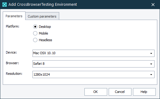 Specifying environment parameters Specifying environment parameters