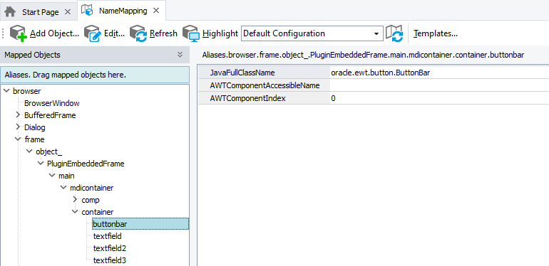 Sample Name Mapping for Oracle Forms